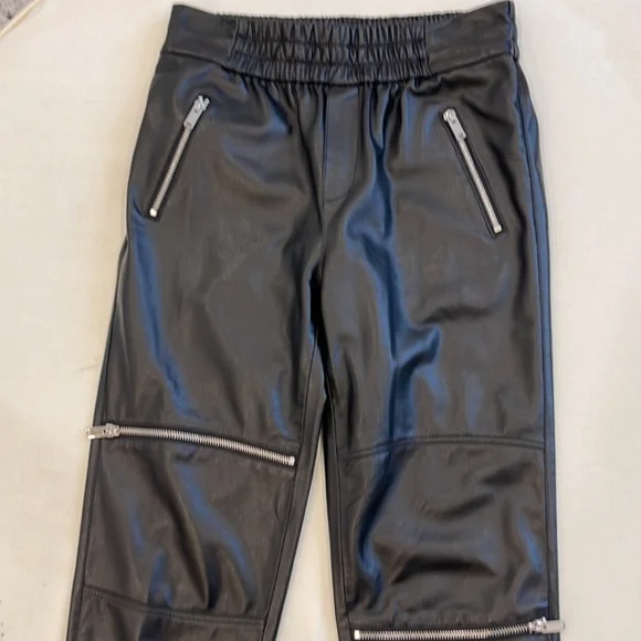 Zara Premium Denim Collection Black Faux Leather Joggers | High Waisted XS - Picture 3 of 4